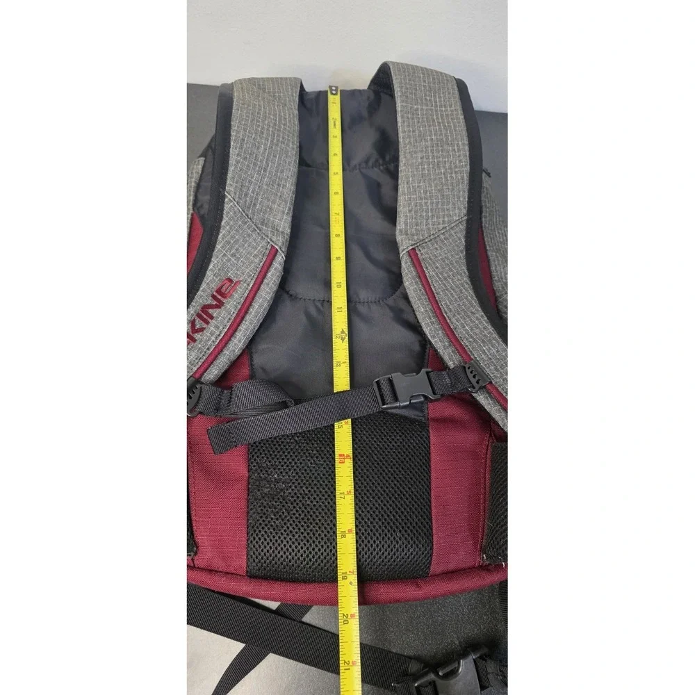 DAKINE PRO MISSION 25L BACKPACK Gray Red Buckles Strap Outdoor Snow Travel Sport